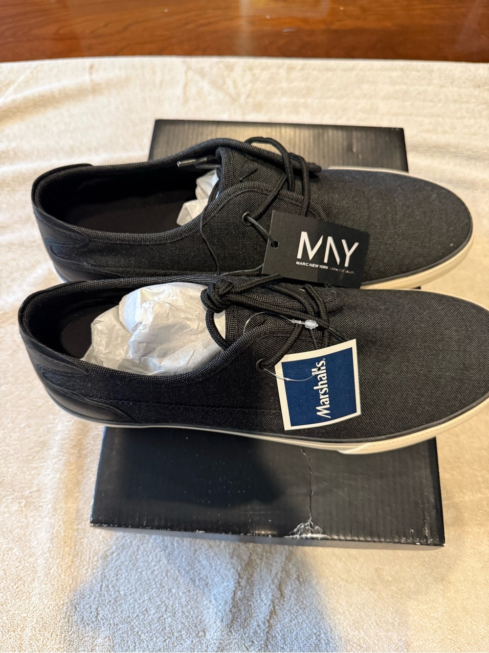 Andrew Marc Black Canvas Lace-Up Sneakers